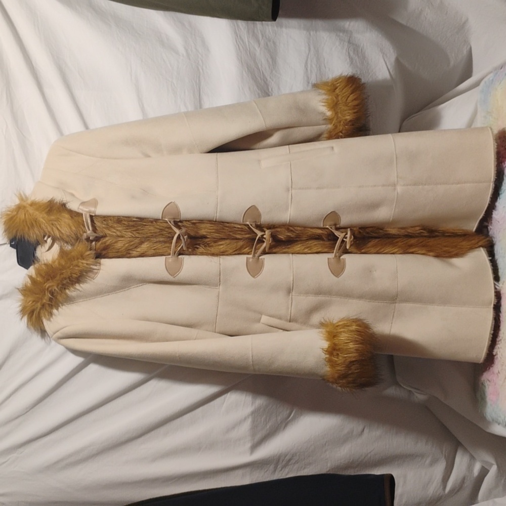 (BX24) SALE! Mid Century Tiger Mills Faux Fur Trim Long Winter Coat W Hood